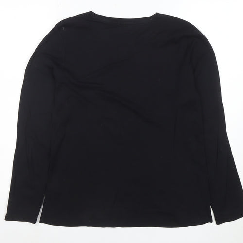John Lewis Women’s Black Long Sleeve Cotton Stretch T-Shirt Size 14