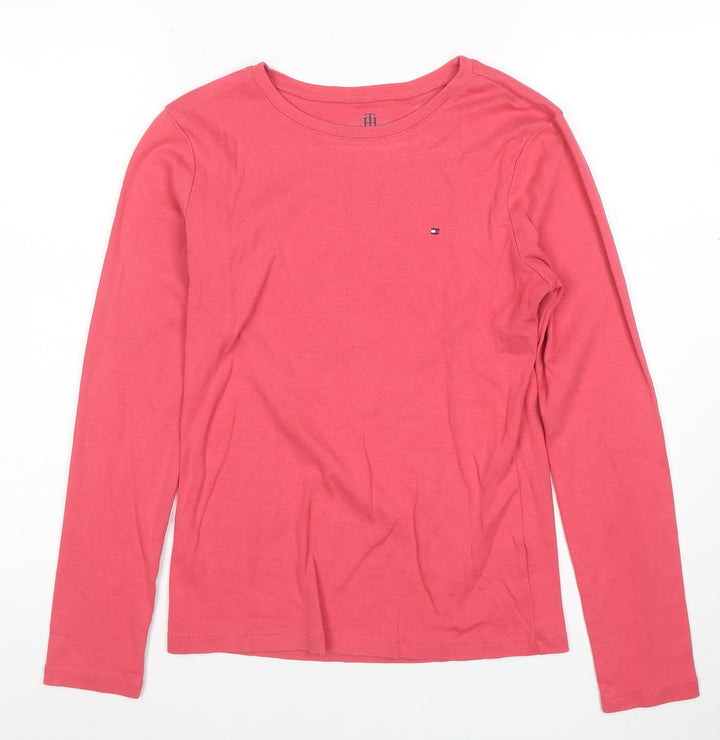 Tommy Hilfiger Women Pink Long Sleeve Cotton Basic T-Shirt M