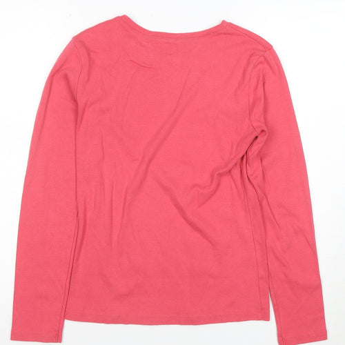 Tommy Hilfiger Women Pink Long Sleeve Cotton Basic T-Shirt M