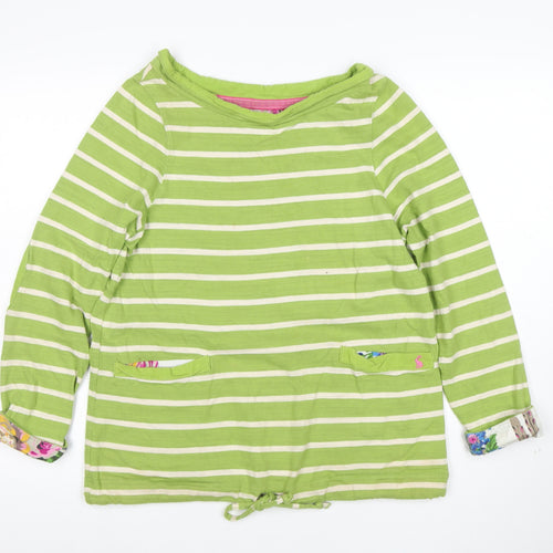 Joules Women's Green Striped Cotton Boat Neck Tunic Top XS