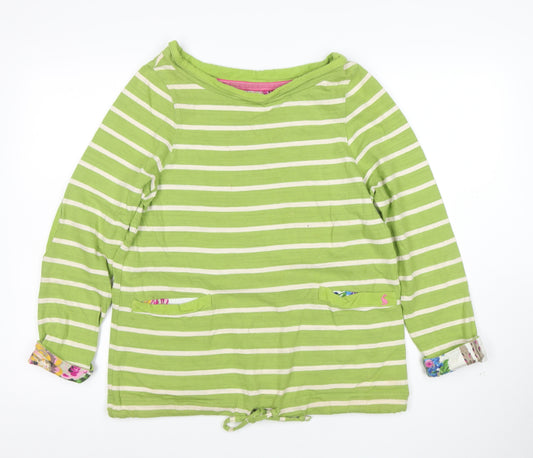 Joules Women's Green Striped Cotton Boat Neck Tunic Top XS