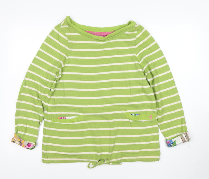 Joules Women's Green Striped Cotton Boat Neck Tunic Top XS