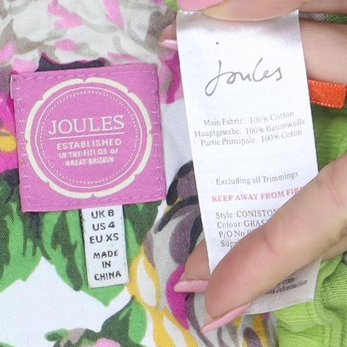 Joules Women's Green Striped Cotton Boat Neck Tunic Top XS