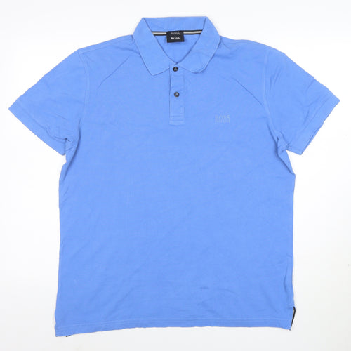 Hugo Boss Mens Blue XL Regular Fit Pima Cotton Polo Shirt