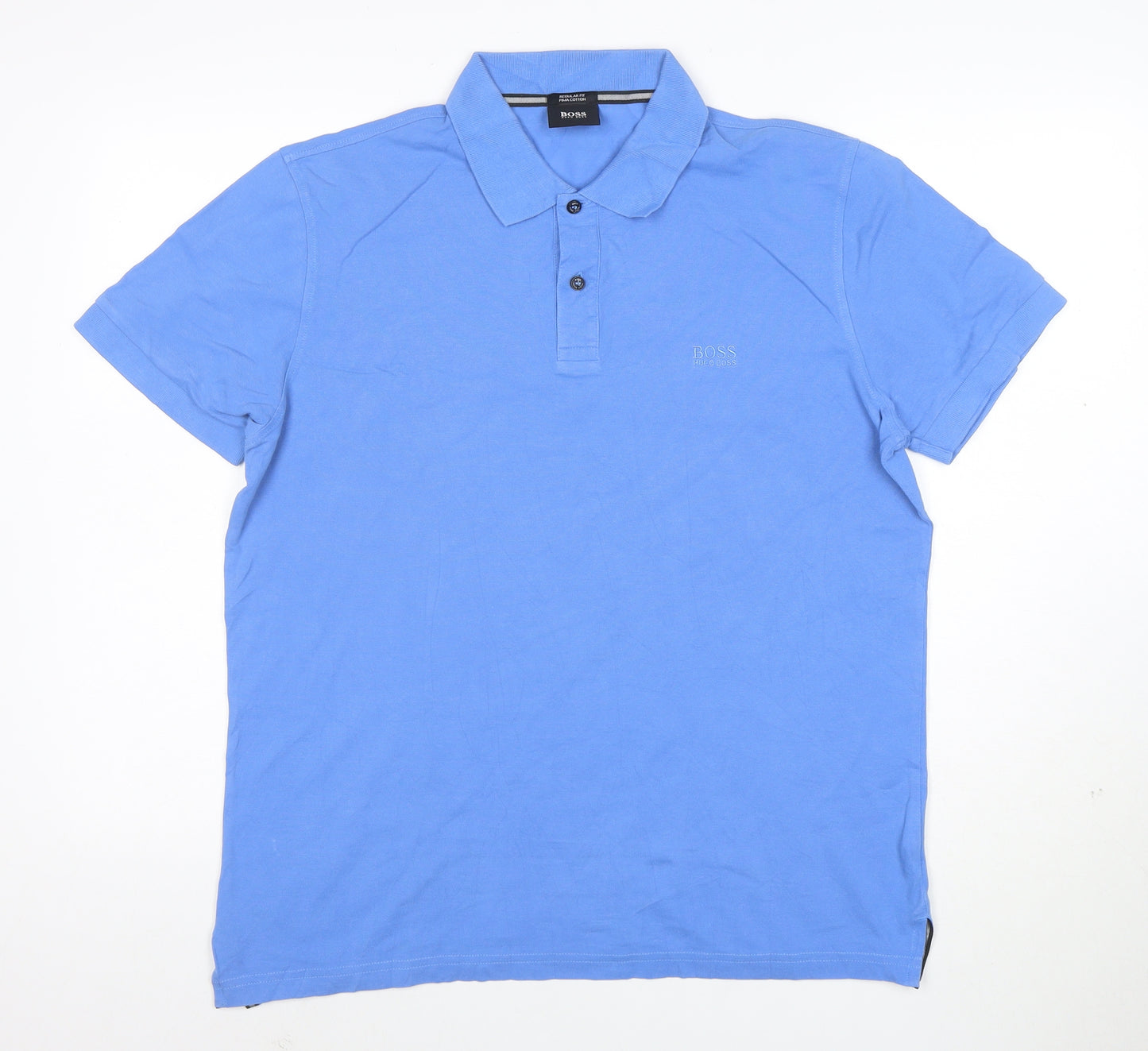 Hugo Boss Mens Blue XL Regular Fit Pima Cotton Polo Shirt