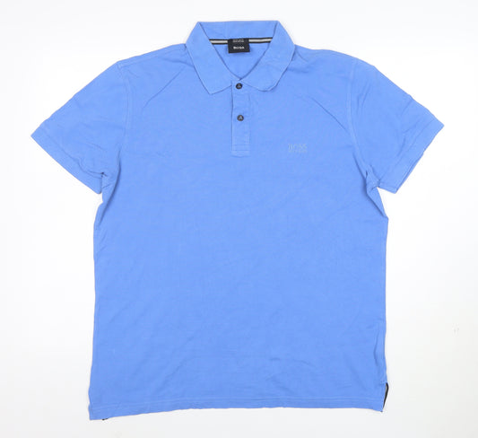 Hugo Boss Mens Blue XL Regular Fit Pima Cotton Polo Shirt