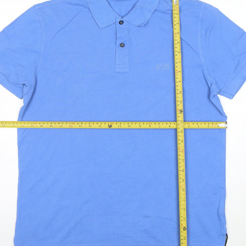 Hugo Boss Mens Blue XL Regular Fit Pima Cotton Polo Shirt