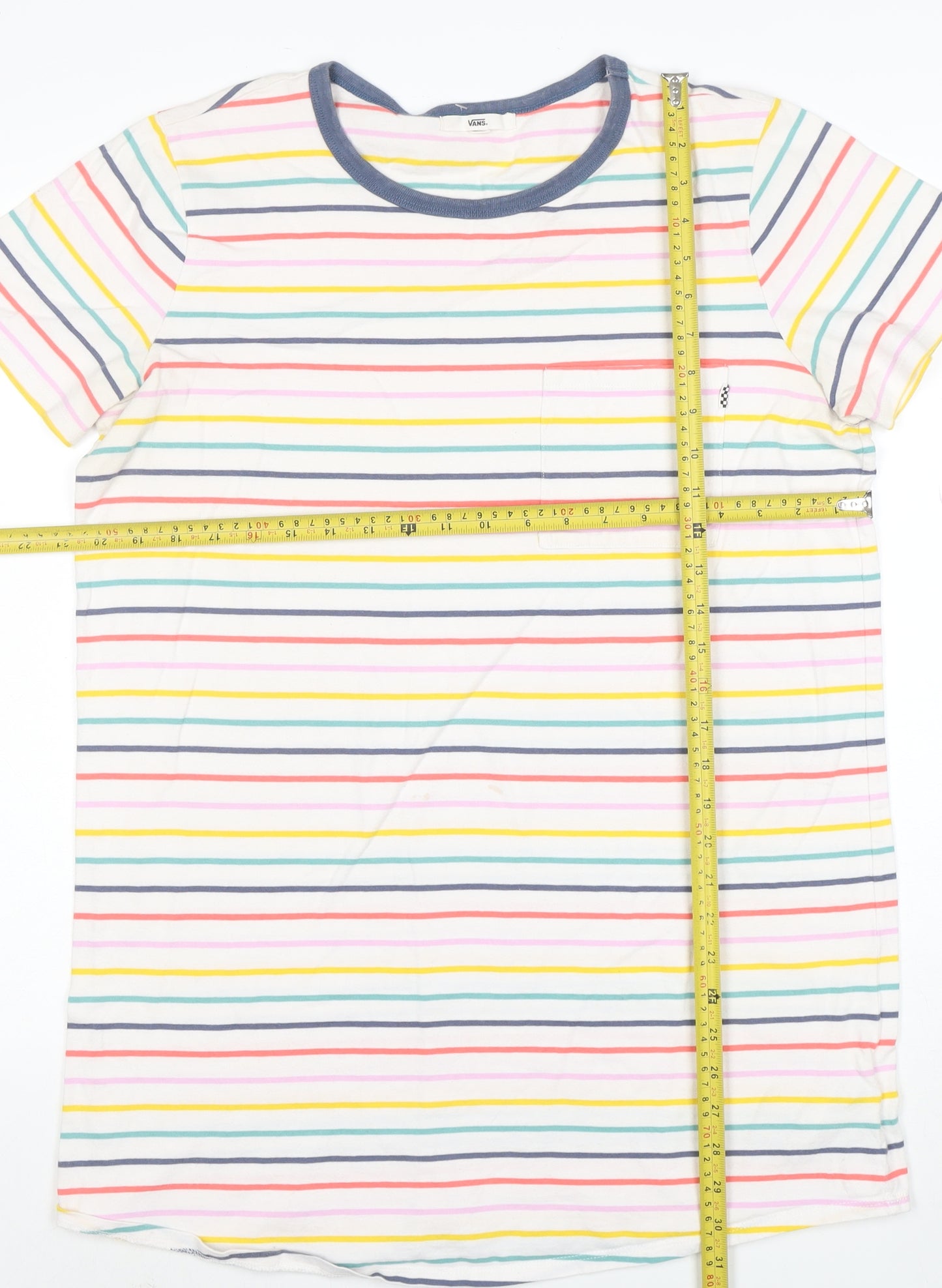 Vans Womens Multicoloured Striped Ringer T-Shirt Size L