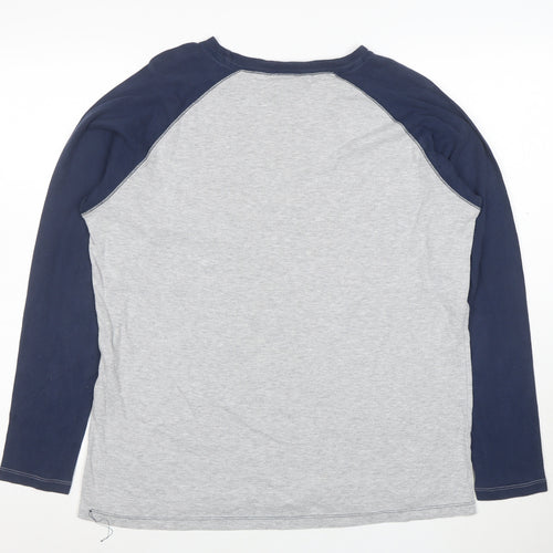 Reebok Men's Grey & Navy Seahawks Long Sleeve Cotton T-Shirt L
