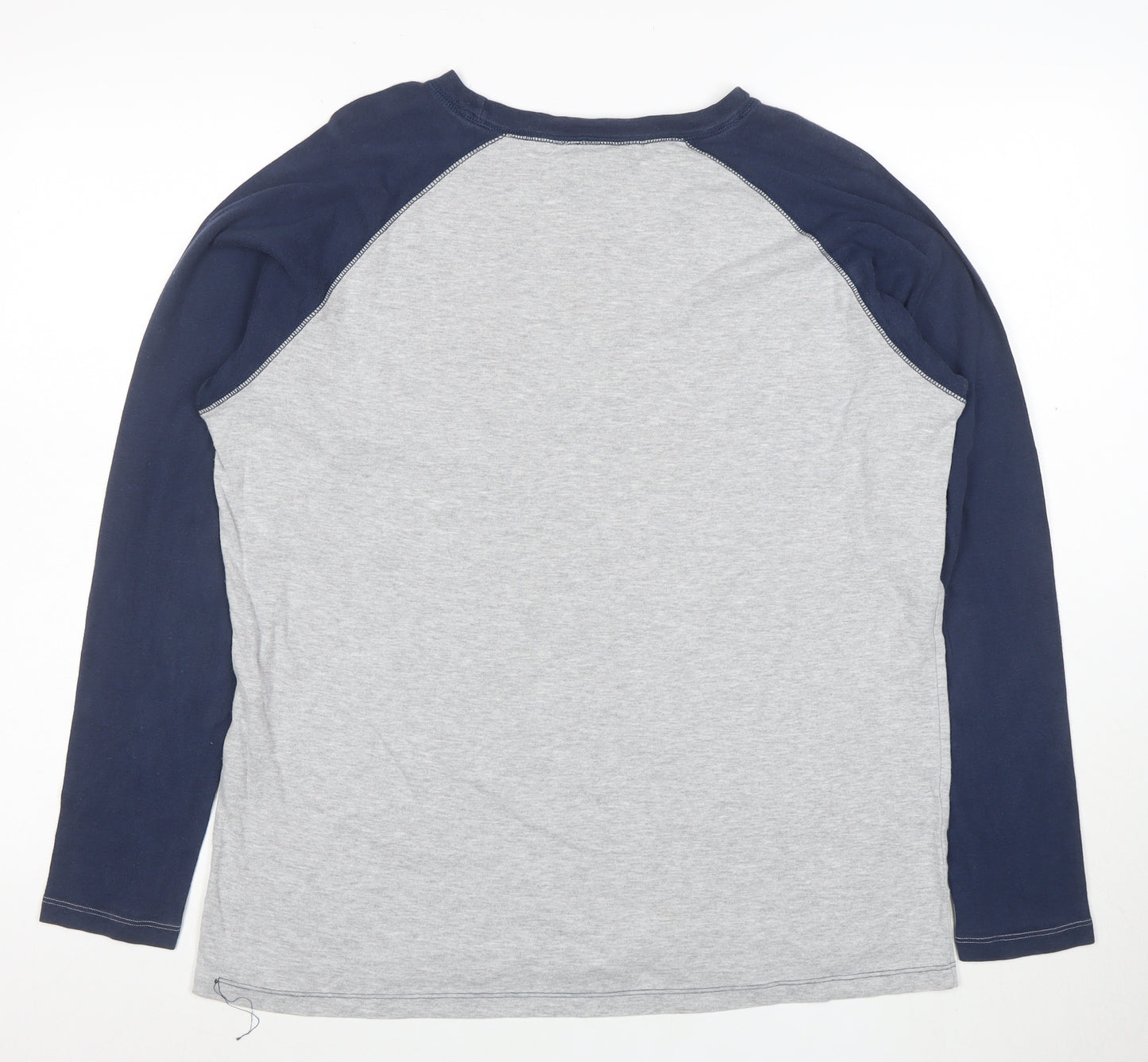 Reebok Men's Grey & Navy Seahawks Long Sleeve Cotton T-Shirt L