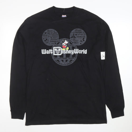 Hanes Disney Parks Men's Black Long Sleeve Walt Disney World T-Shirt L