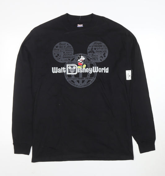 Hanes Disney Parks Men's Black Long Sleeve Walt Disney World T-Shirt L
