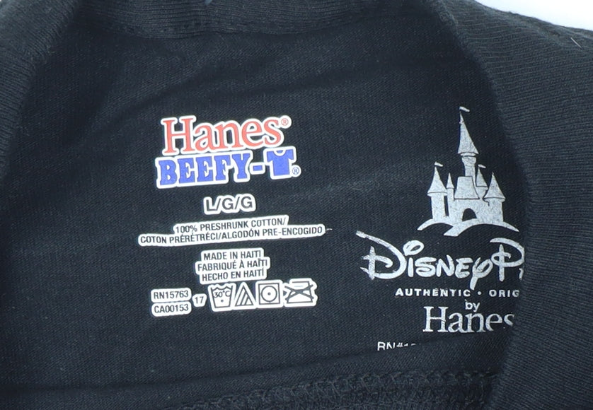 Hanes Disney Parks Men's Black Long Sleeve Walt Disney World T-Shirt L