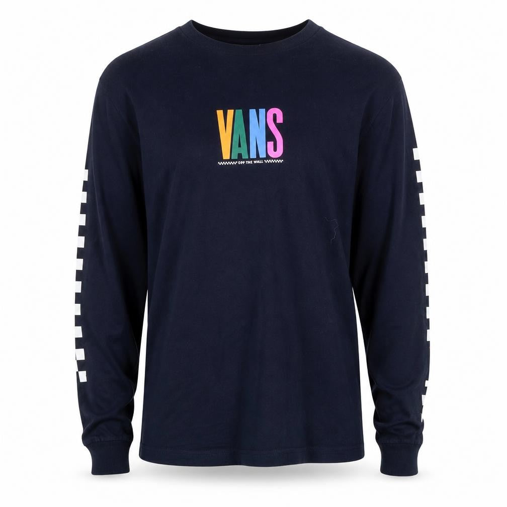 Front view of Vans Men's Blue Long Sleeve Pullover Sweatshirt Small