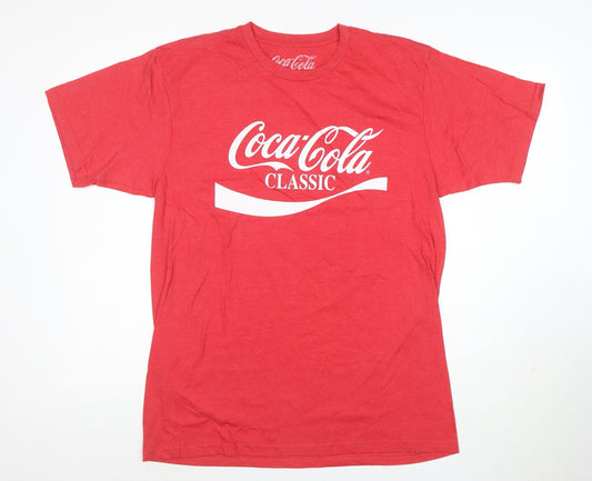 Coca-Cola Men's Red Graphic Crew Neck Short Sleeve T-Shirt Size L
