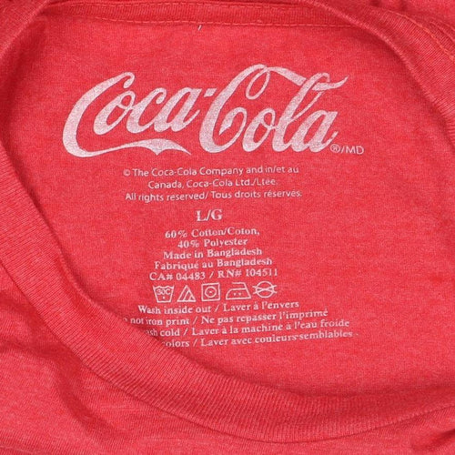 Coca-Cola Men's Red Graphic Crew Neck Short Sleeve T-Shirt Size L