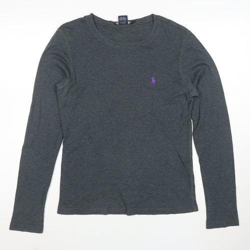 Ralph Lauren Sport Women Grey Long Sleeve Cotton T-Shirt Size L