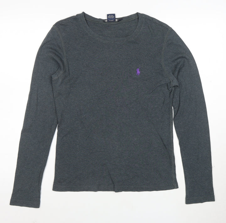 Ralph Lauren Sport Women Grey Long Sleeve Cotton T-Shirt Size L