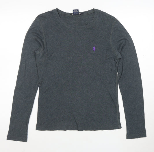 Ralph Lauren Sport Women Grey Long Sleeve Cotton T-Shirt Size L