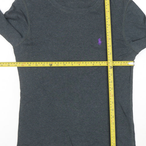 Ralph Lauren Sport Women Grey Long Sleeve Cotton T-Shirt Size L