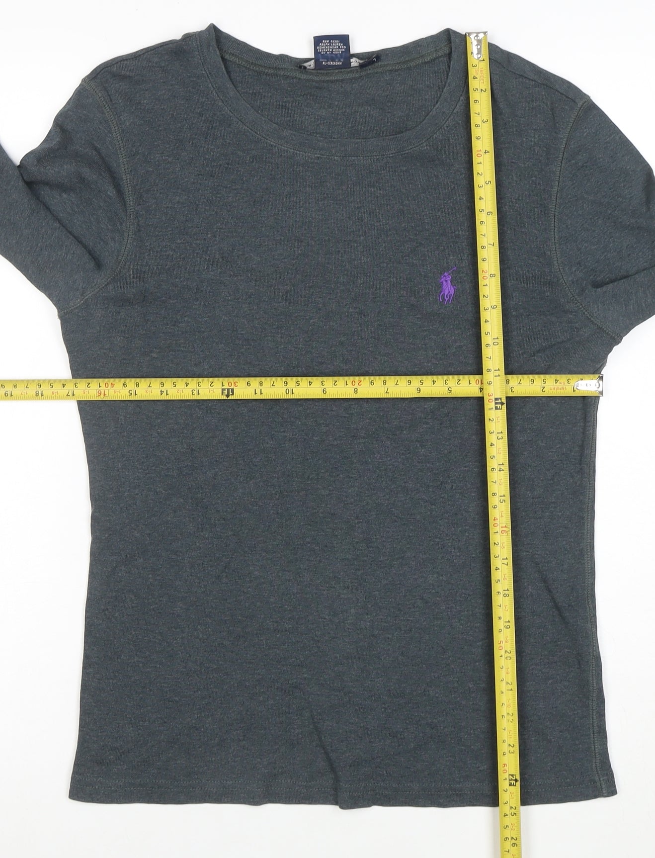 Ralph Lauren Sport Women Grey Long Sleeve Cotton T-Shirt Size L