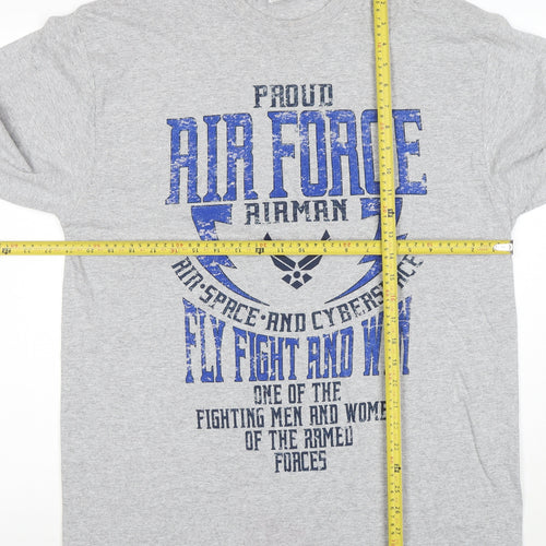 Soffe Men's Grey Air Force Long Sleeve Graphic T-Shirt Size L