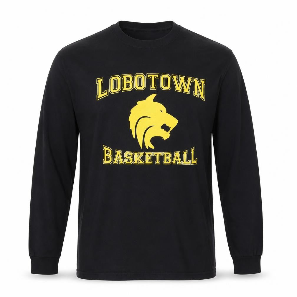 Hanes Men's Black Lobotown Basketball Long Sleeve Graphic T-Shirt L