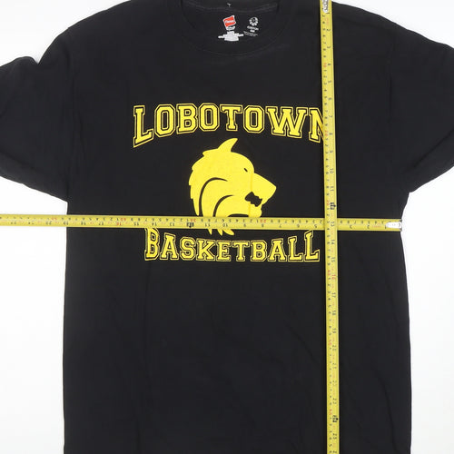 Hanes Men's Black Lobotown Basketball Long Sleeve Graphic T-Shirt L