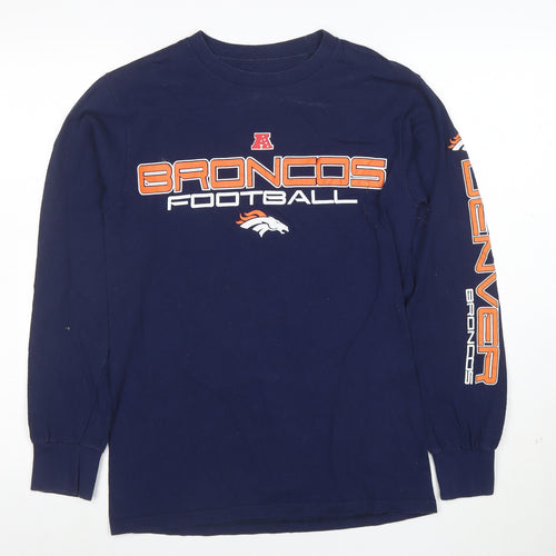 NFL Team Apparel Men's Navy Denver Broncos Long Sleeve T-Shirt Size S