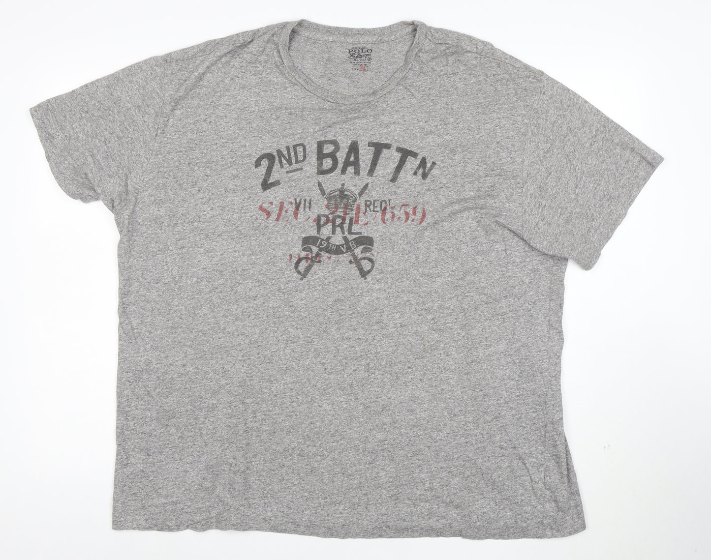 Ralph Lauren Men's Grey XL Graphic Military Crew Neck T-Shirt