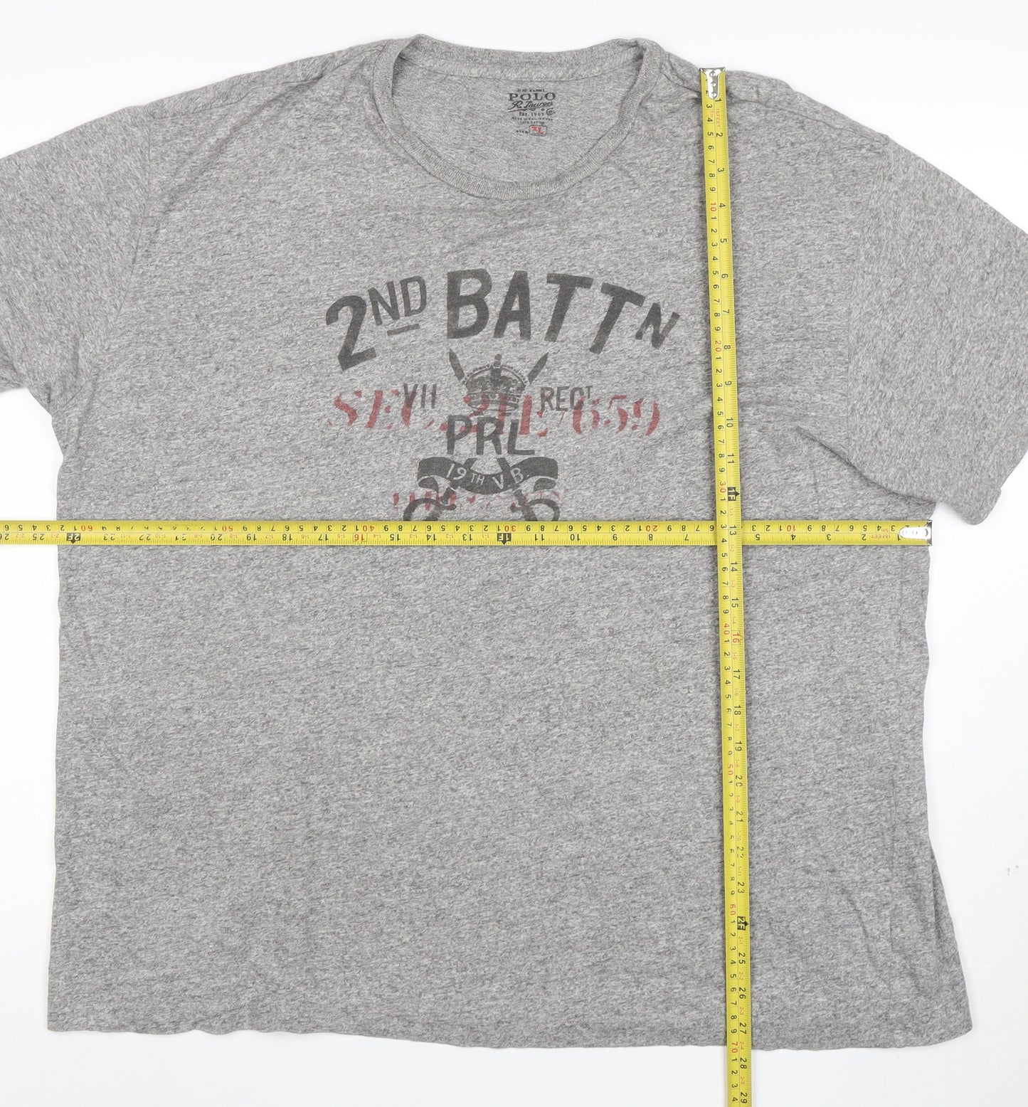 Ralph Lauren Men's Grey XL Graphic Military Crew Neck T-Shirt