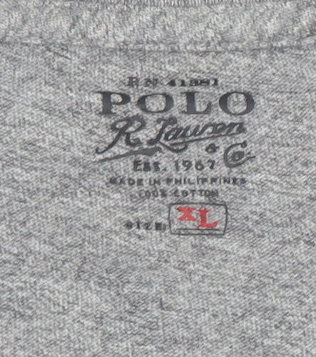 Ralph Lauren Men's Grey XL Graphic Military Crew Neck T-Shirt