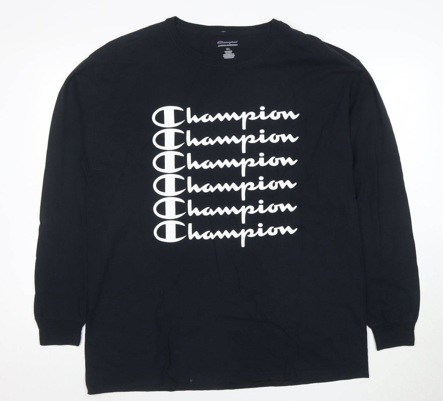 Champion Men's Black Long Sleeve Logo Graphic T-Shirt 1XL