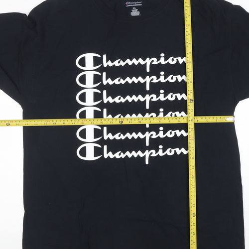 Champion Men's Black Long Sleeve Logo Graphic T-Shirt 1XL