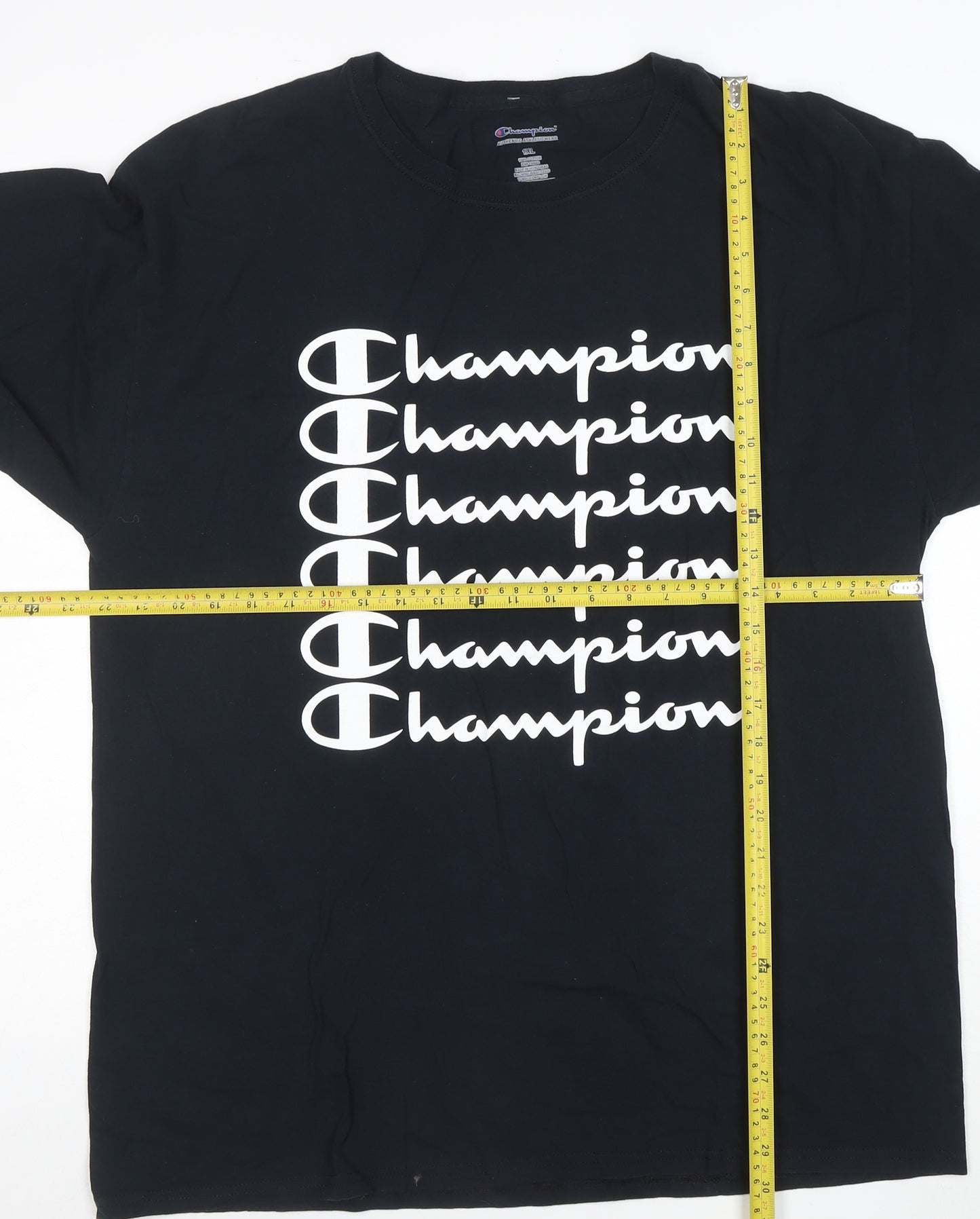 Champion Men's Black Long Sleeve Logo Graphic T-Shirt 1XL