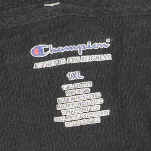 Champion Men's Black Long Sleeve Logo Graphic T-Shirt 1XL