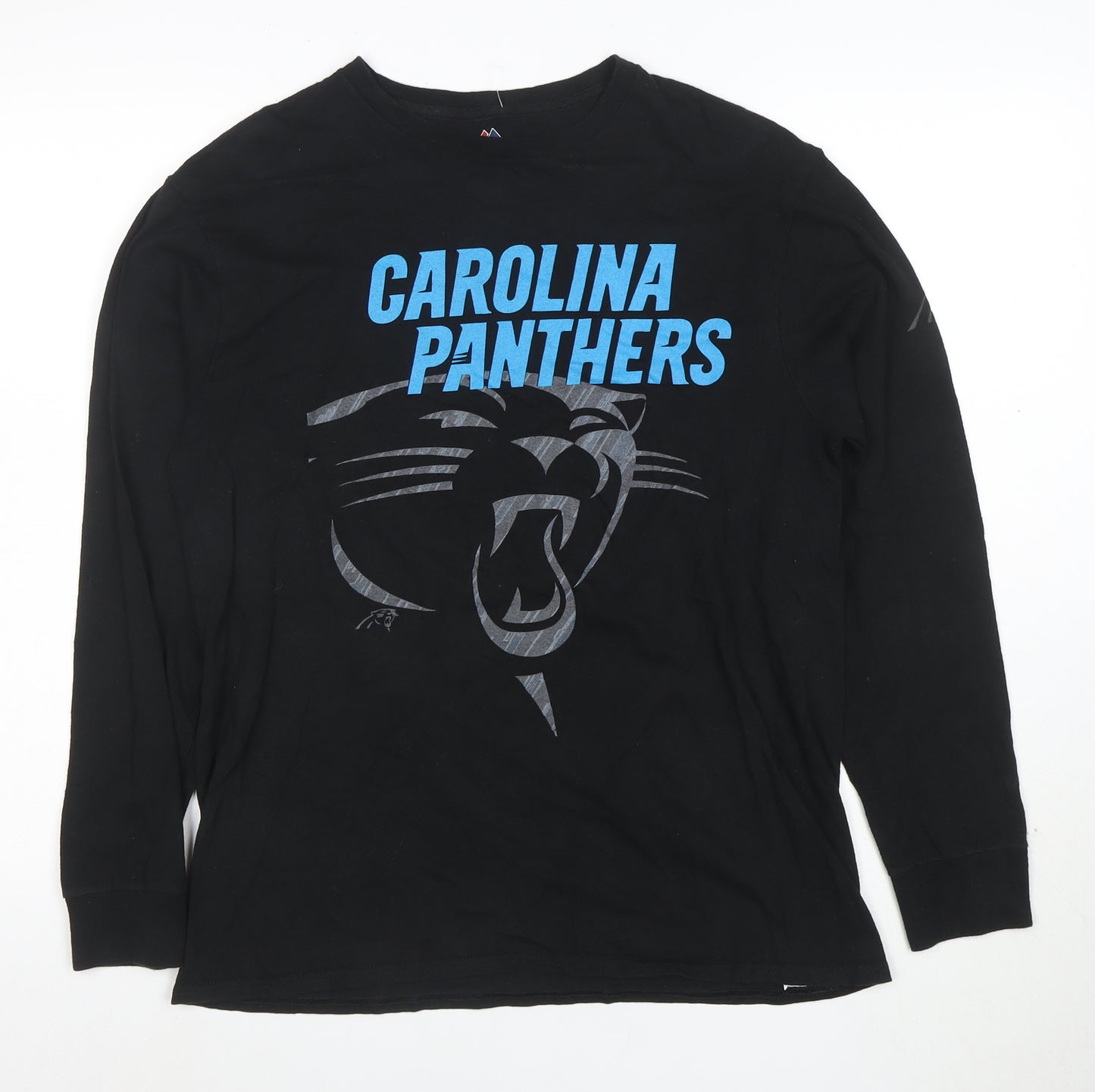 Majestic Men Black Carolina Panthers Long Sleeve Cotton T-Shirt Medium