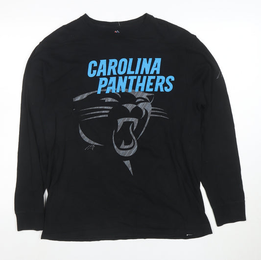 Majestic Men Black Carolina Panthers Long Sleeve Cotton T-Shirt Medium
