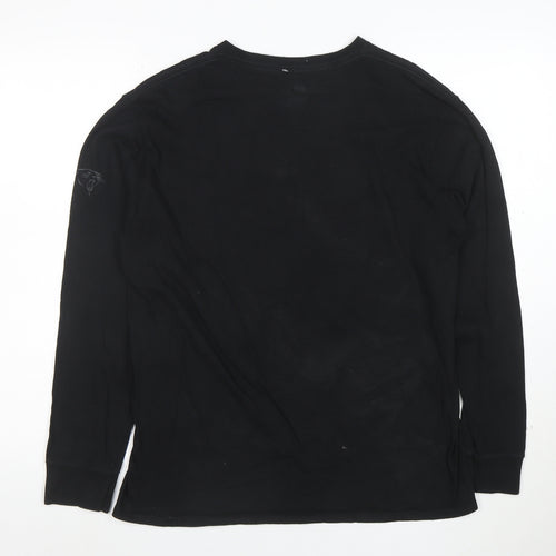 Majestic Men Black Carolina Panthers Long Sleeve Cotton T-Shirt Medium