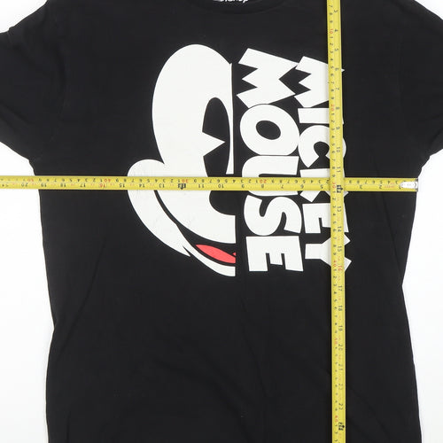 Disney Men Black Mickey Mouse Long Sleeve Graphic T-Shirt M