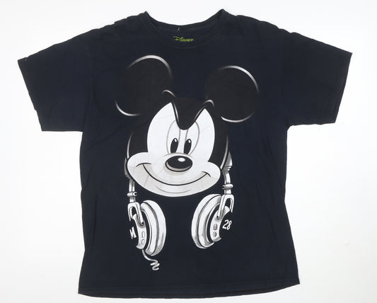 Disney Men's Black Mickey Mouse Graphic T-Shirt Size L