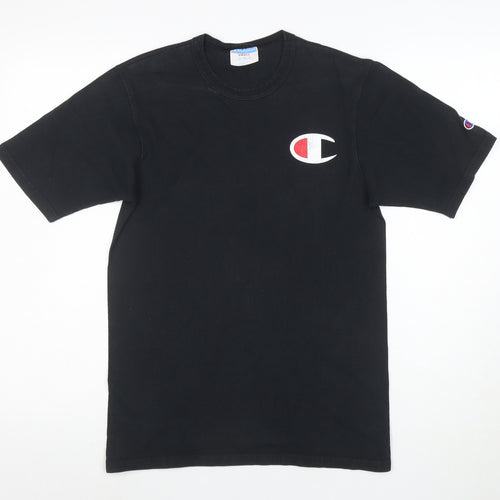 Champion Men Black Small Logo Cotton Crew Neck T-Shirt