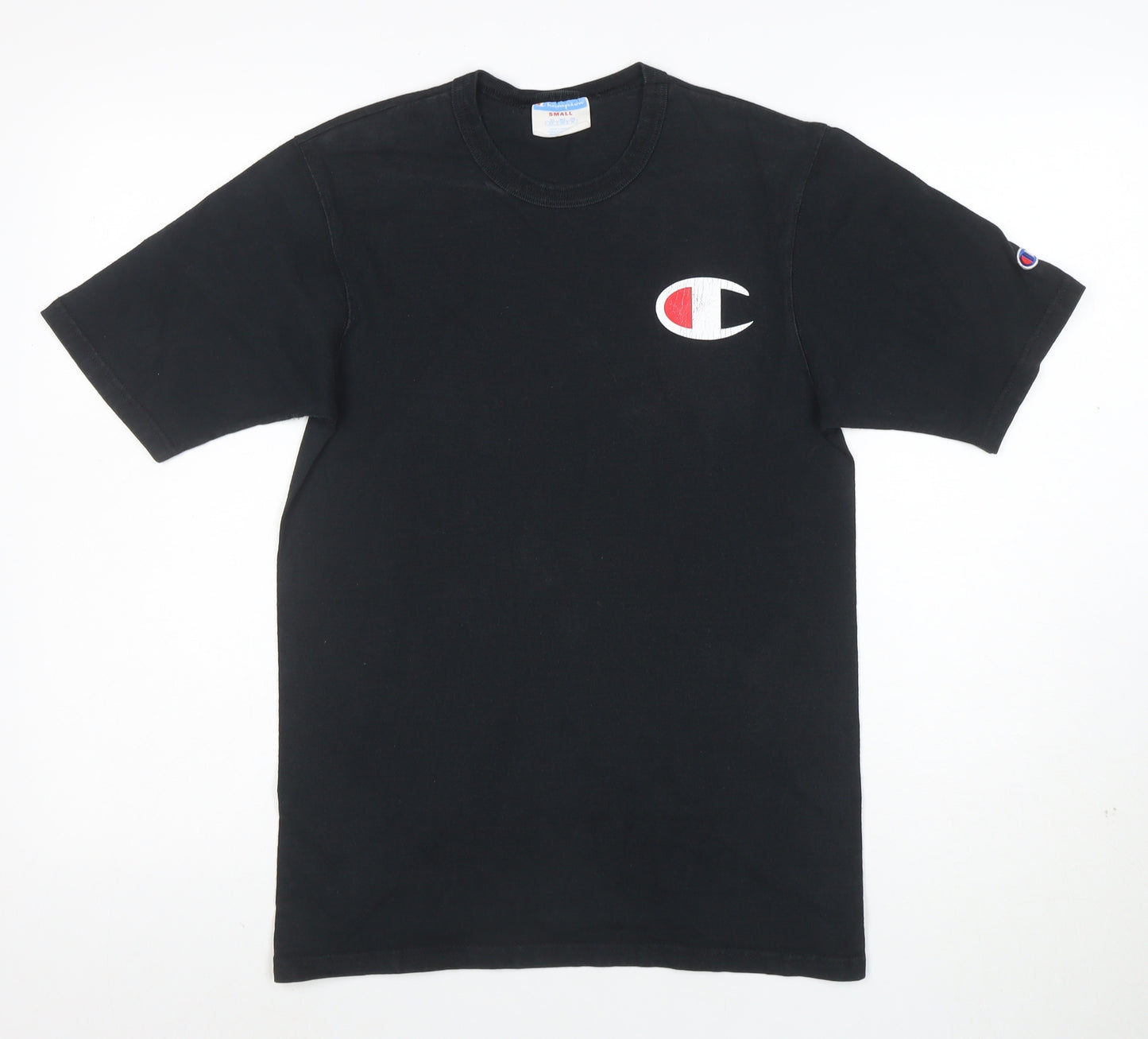 Champion Men Black Small Logo Cotton Crew Neck T-Shirt