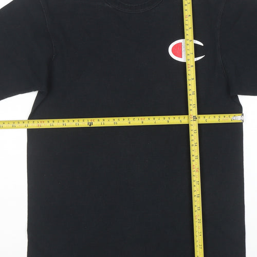 Champion Men Black Small Logo Cotton Crew Neck T-Shirt