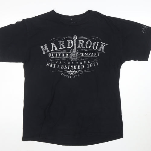 Hard Rock Cafe Men's Black Graphic T-Shirt Large Cotton Music Theme
