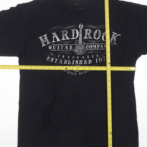 Hard Rock Cafe Men's Black Graphic T-Shirt Large Cotton Music Theme