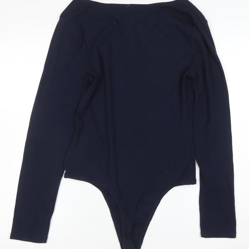 Tommy Hilfiger Denim Womens Navy Bodysuit L Long Sleeve Cotton Blend