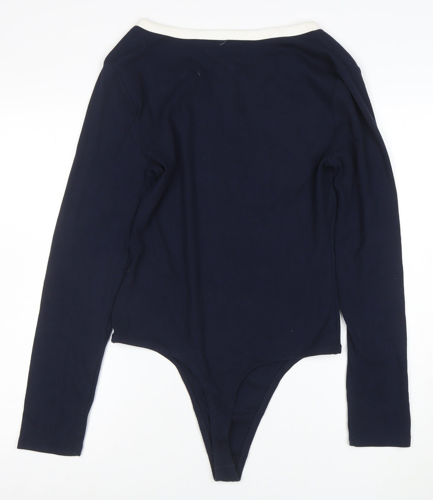 Tommy Hilfiger Denim Womens Navy Bodysuit L Long Sleeve Cotton Blend