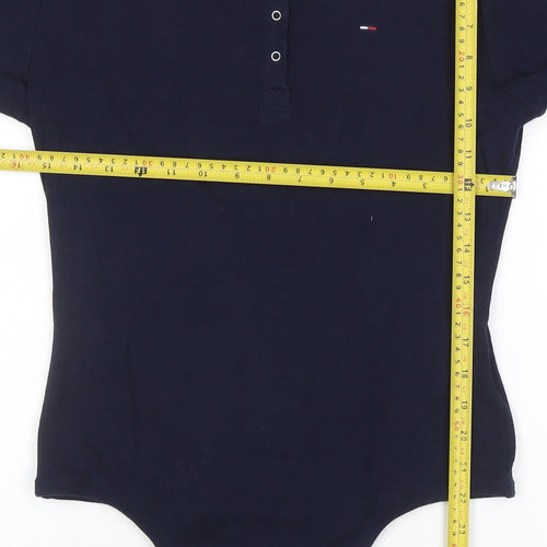 Tommy Hilfiger Denim Womens Navy Bodysuit L Long Sleeve Cotton Blend