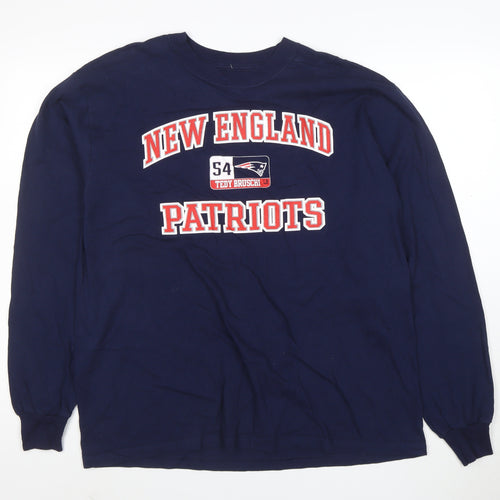Reebok Men’s Navy New England Patriots Long Sleeve T-Shirt Size L
